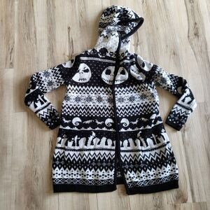 The Nightmare Before Christmas Fair Isle Hooded Flyaway Cardigan Sz S Disney